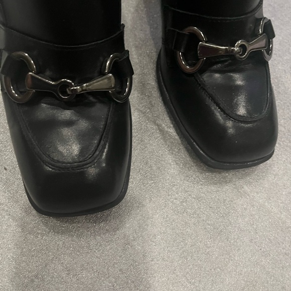 [38/US7]Lavorazion Artigiana Ateliers Black Ankle Block Heel Boots Y2K Buckle - Picture 8 of 10